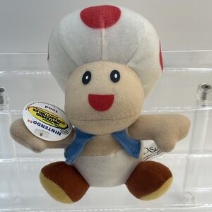 Vintage 1997 BD&A Nintendo Super Mario 64 Toad Bean Bag Plush Doll w/ Tag